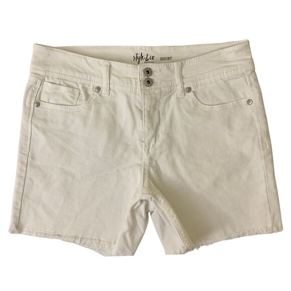 Style & Co Pants - Style & Co White Jean Shorts Mid Rise Size 6P